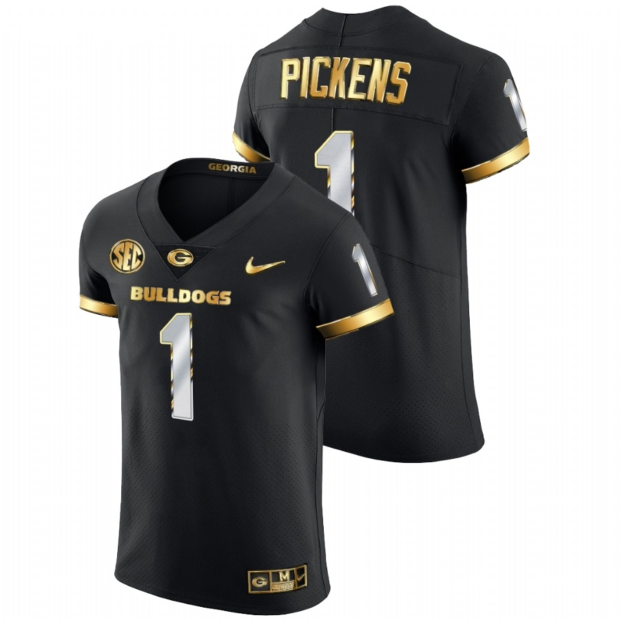 Georgia Bulldogs Men's NCAA George Pickens #1 Black Golden Diamond Edition College Football Jersey GIY3049JH